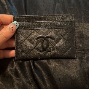 Chanel Black Quilted Card Holder with Interlocking CC